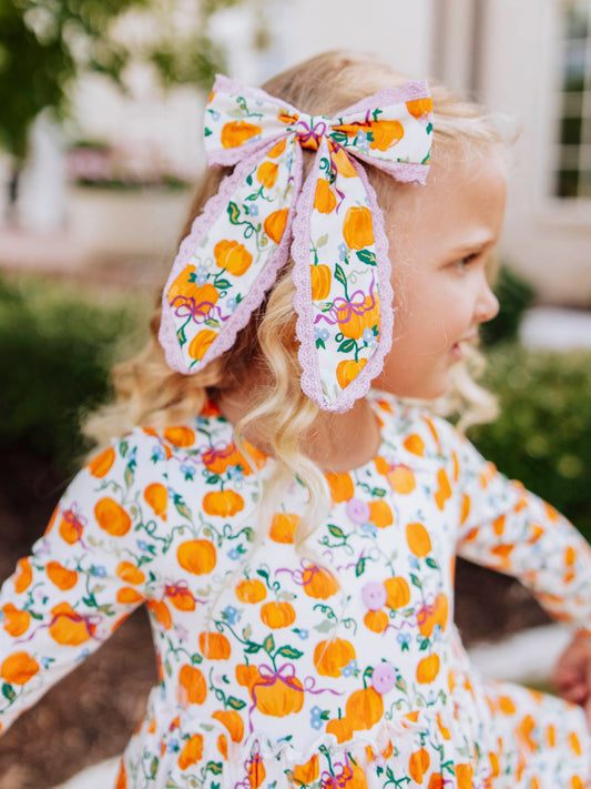 Small Long Tail Bow - Little Pumpkin Princess