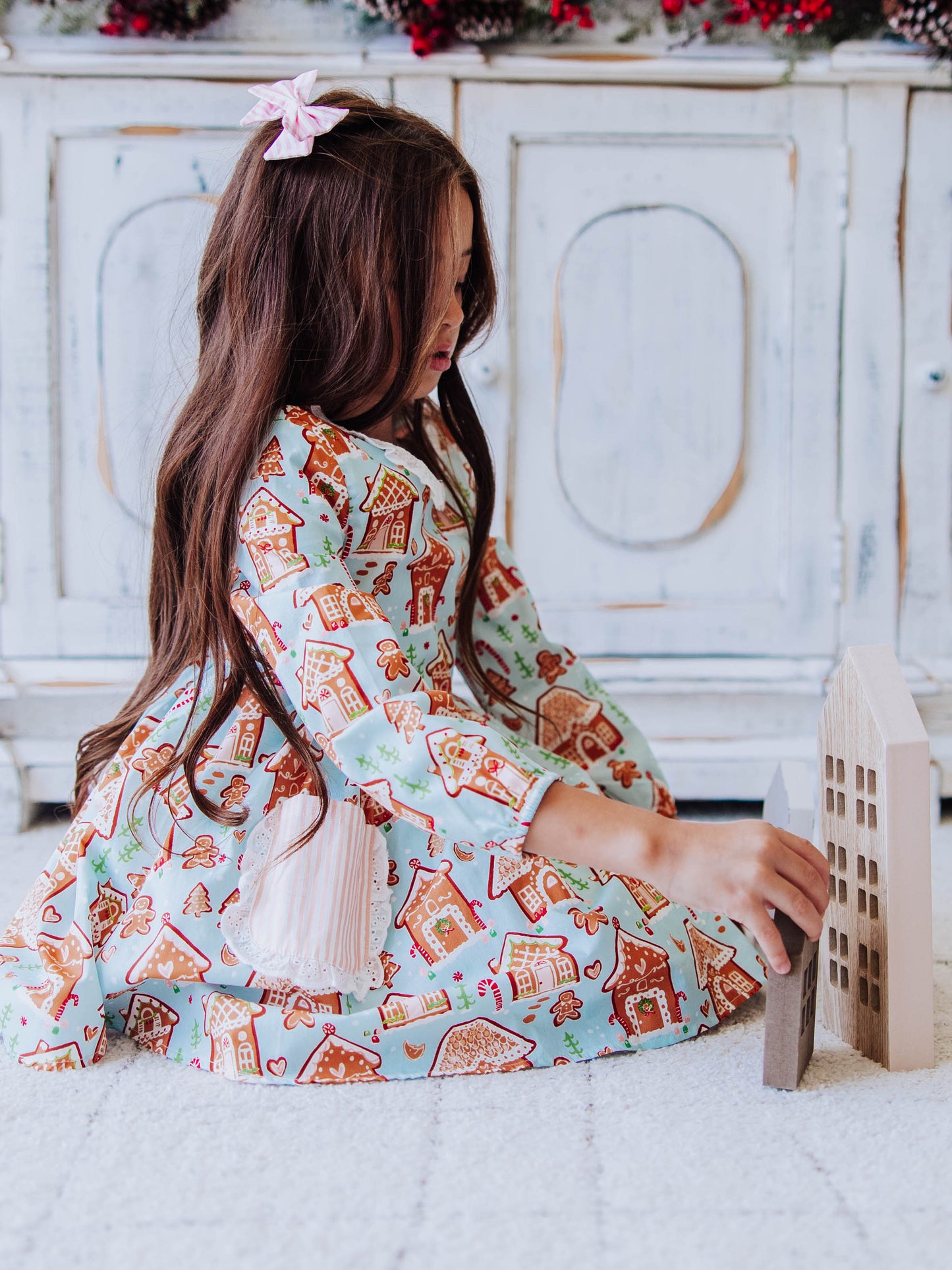 Ruffled Pocket Tunic Set - Gingerbread Town