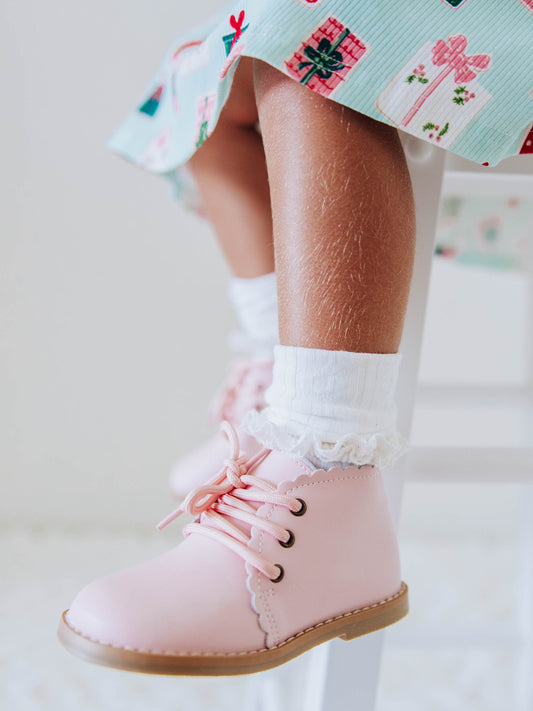 Scallop Ankle Boot - Pink