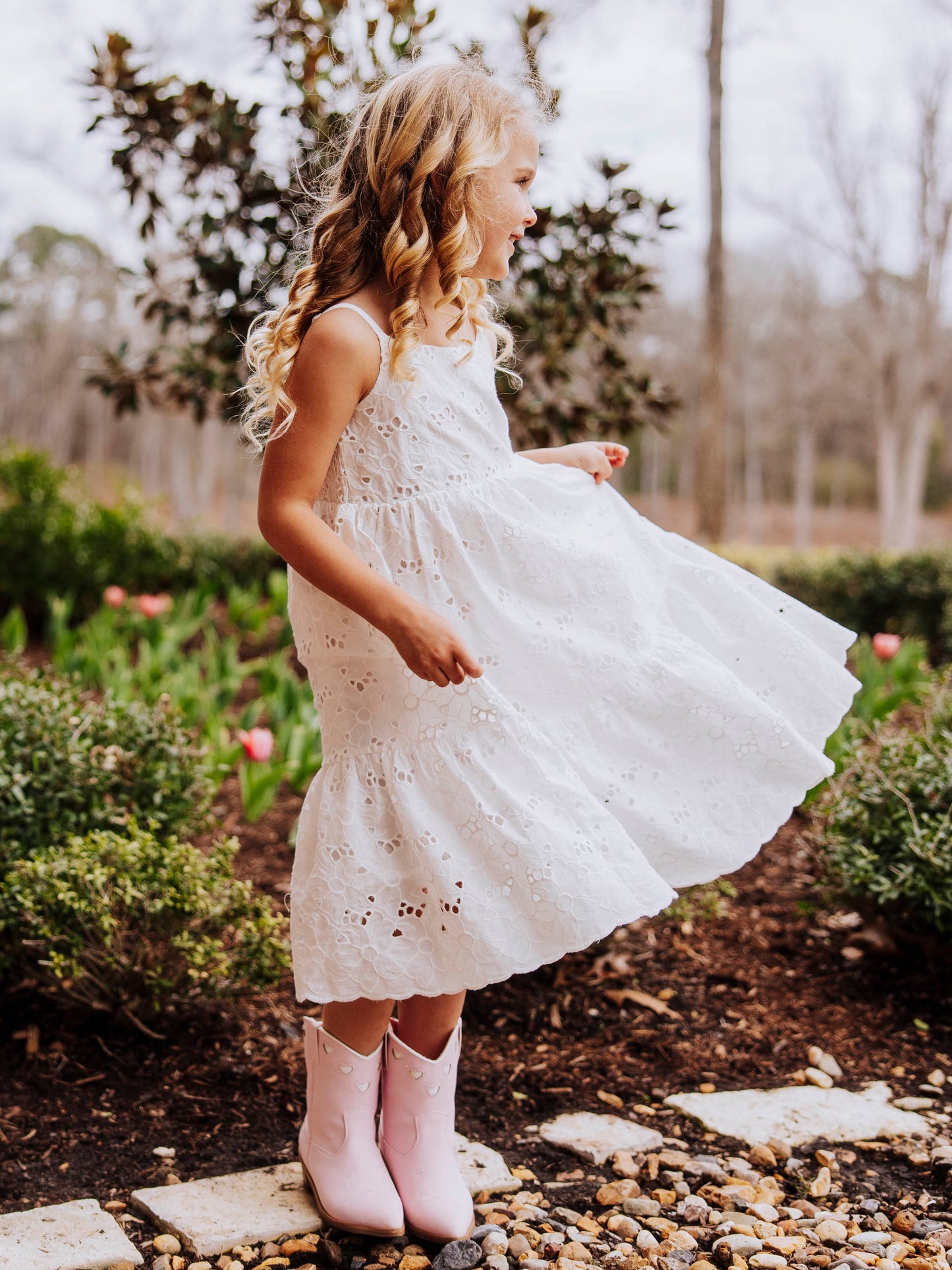 Smocked Sundress - White Eyelet Lace