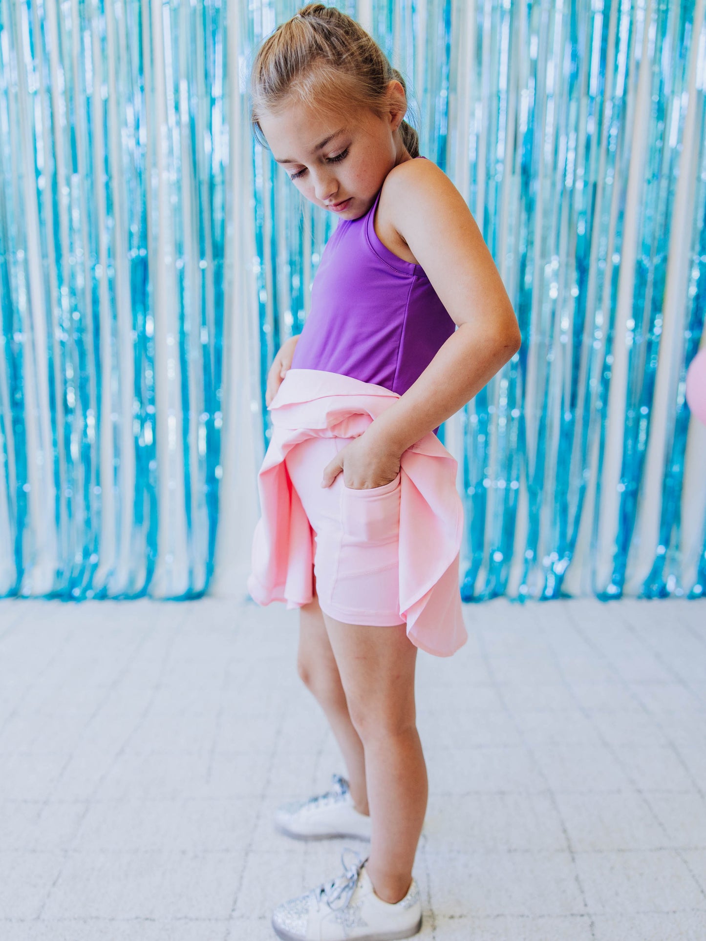 Layered Tennis Skort - Peony Pink