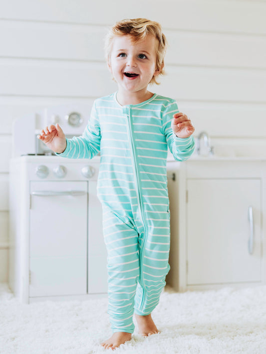 Cloud Layette - Aqua Blue Stripe