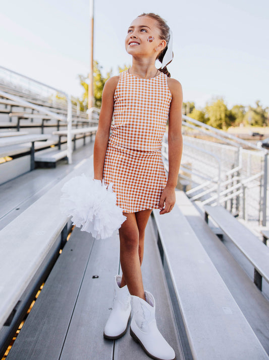 Active Skort Set - Burnt Orange Check