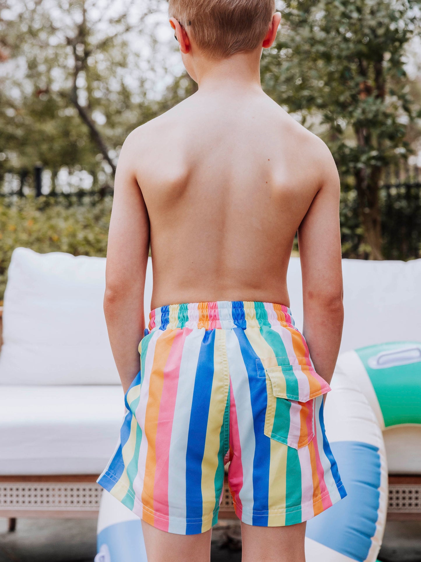 Boy's Swim Trunks - Rainbow Stripes
