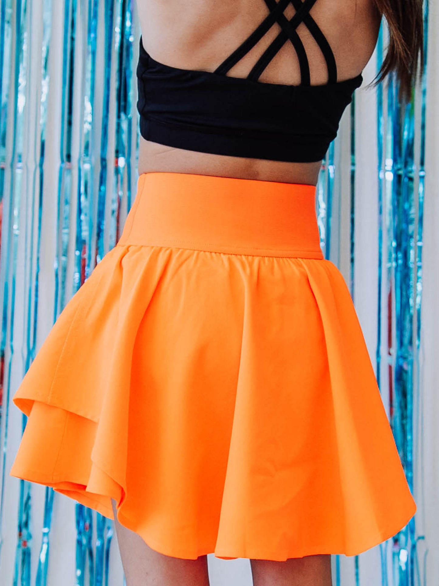 Layered Tennis Skort - Neon Orange