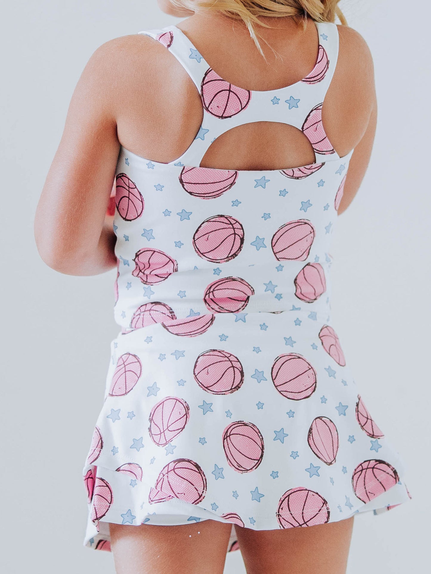 Active Skort Set - Pink Basketballs