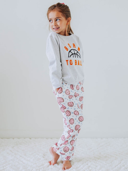 Kid's Everyday Pants - Pink Basketballs