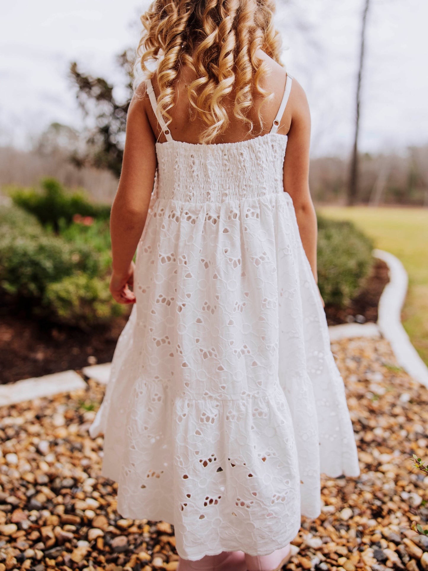 Smocked Sundress - White Eyelet Lace