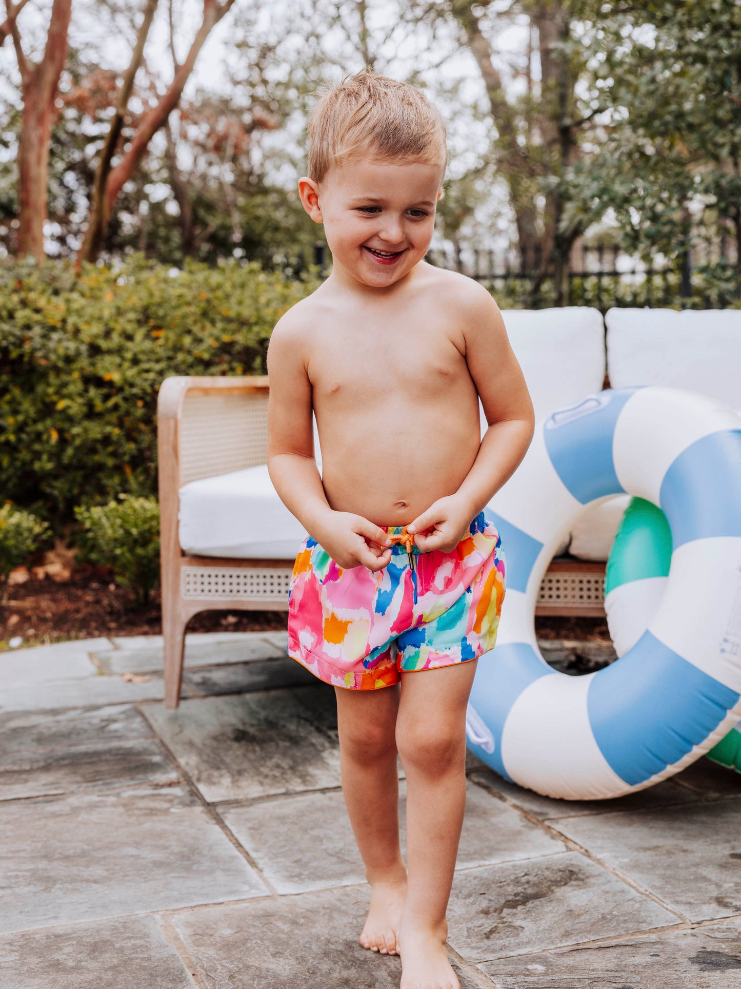 Boy's Swim Trunks - Rainbow Splash