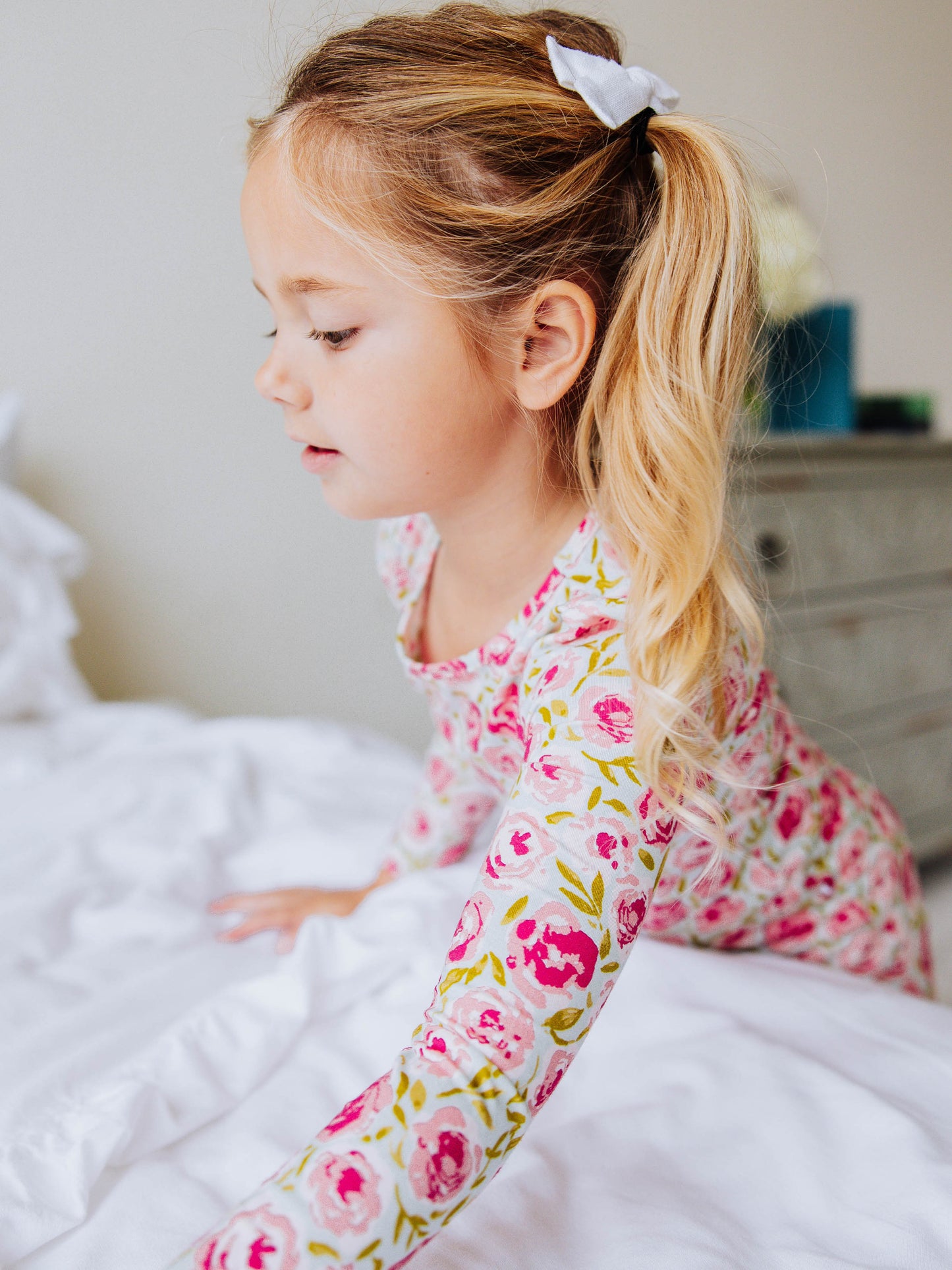 Cloud Fitted Pajamas - Covered in Roses on Aqua