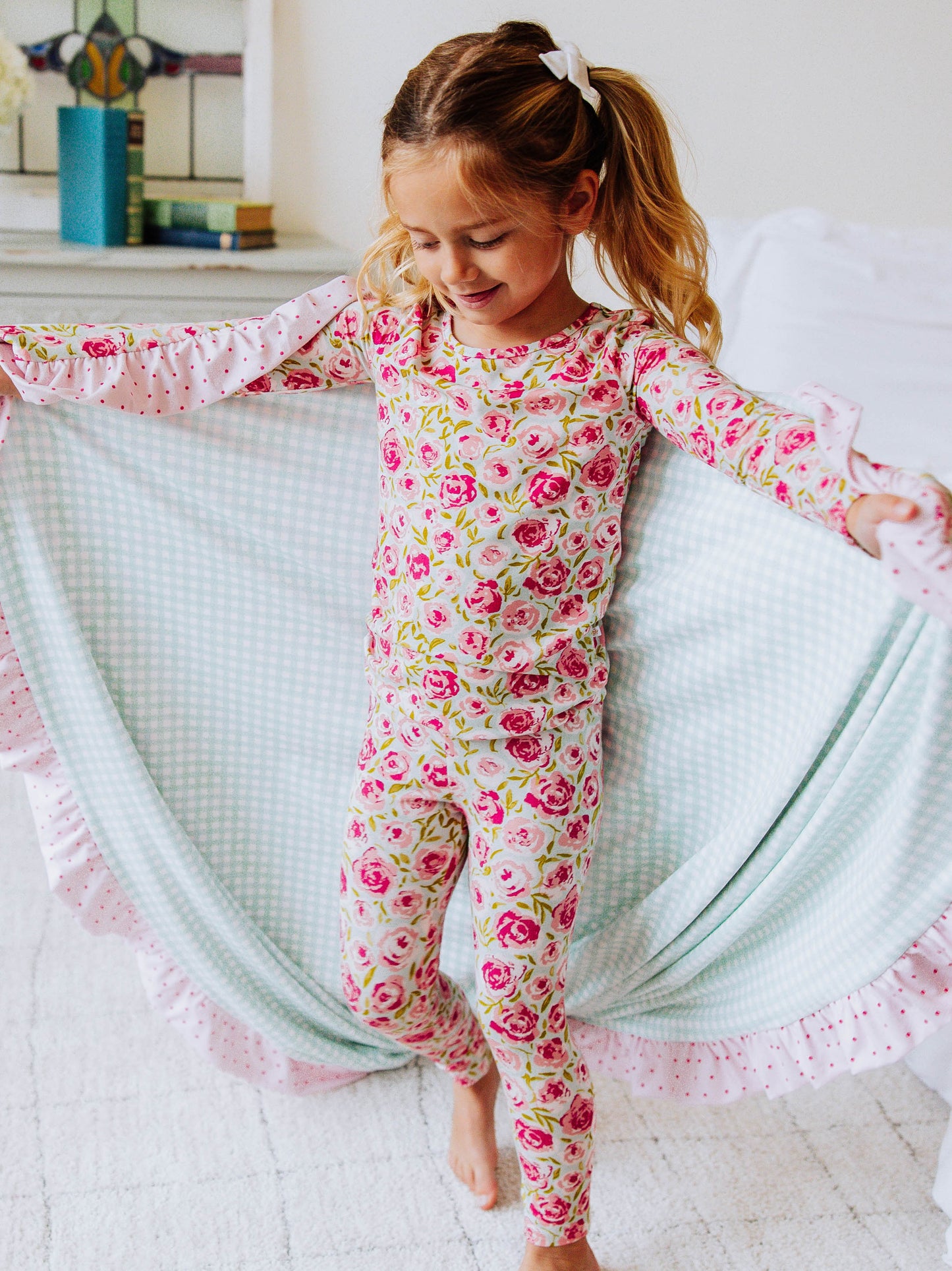 Cloud Fitted Pajamas - Covered in Roses on Aqua