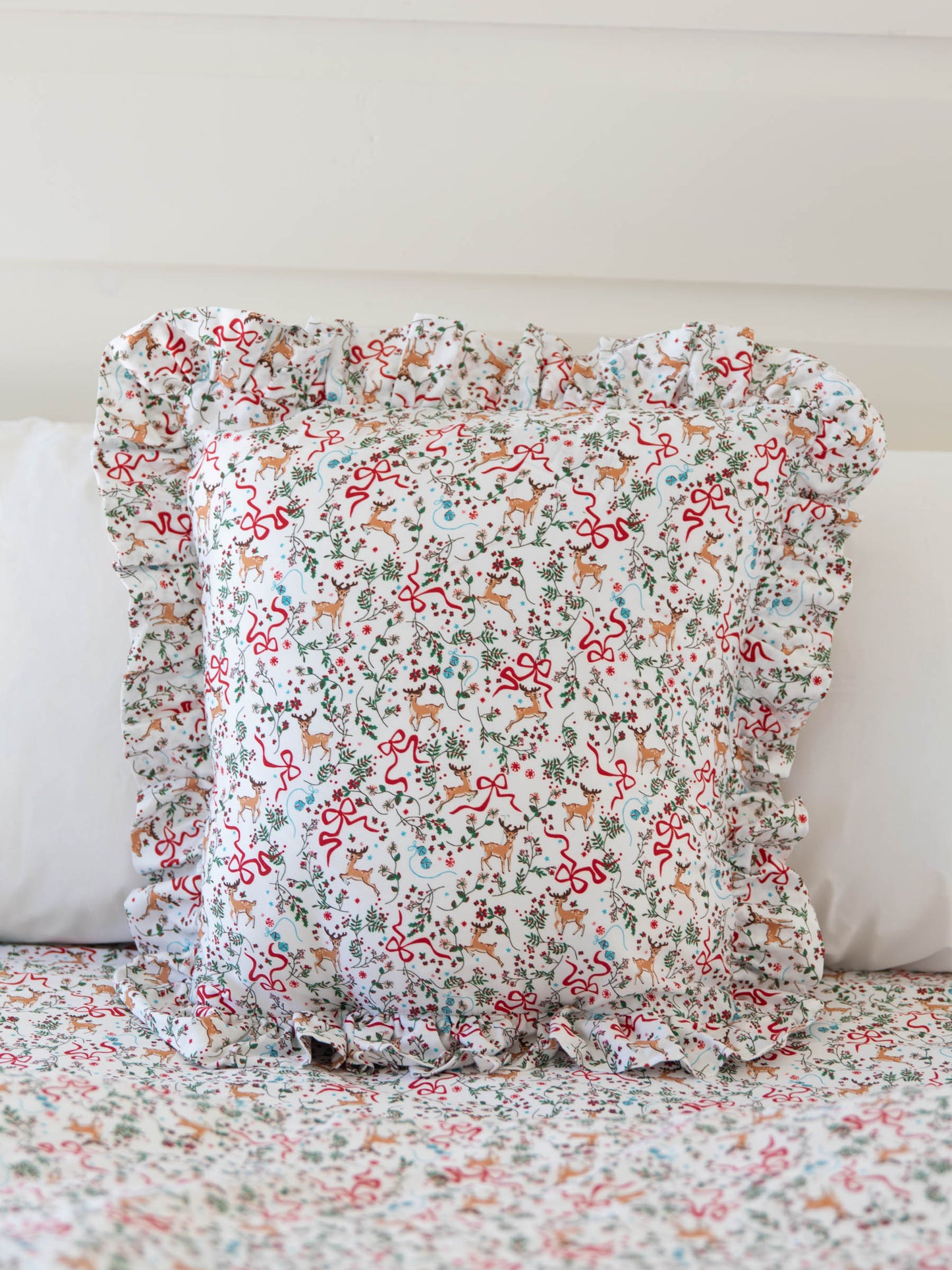 16 x 16 Pillow Cover - Holly Jolly Reindeer