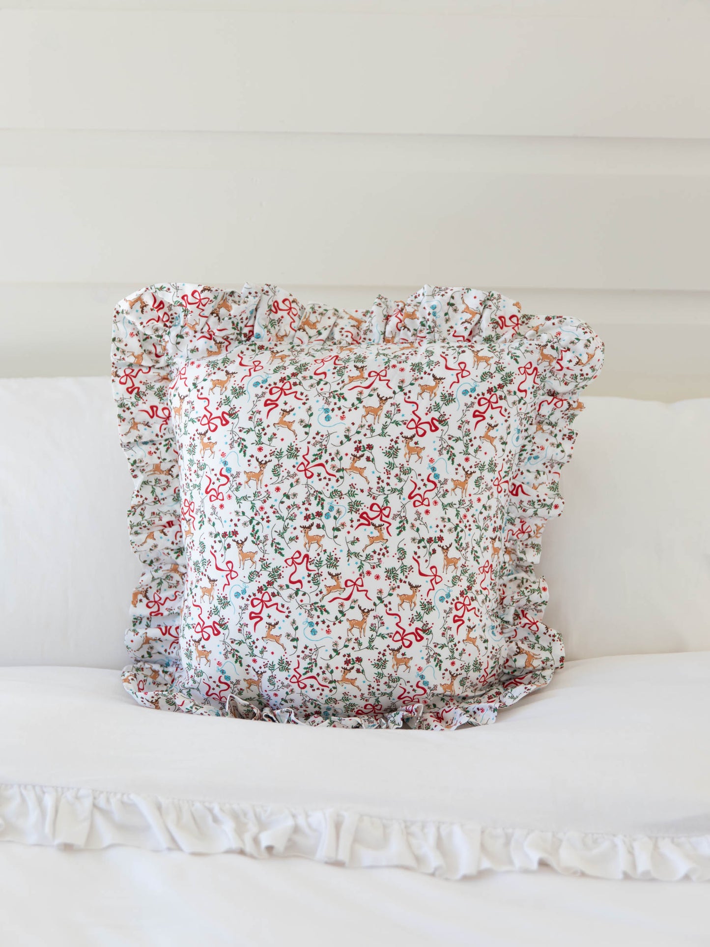 16 x 16 Pillow Cover - Holly Jolly Reindeer