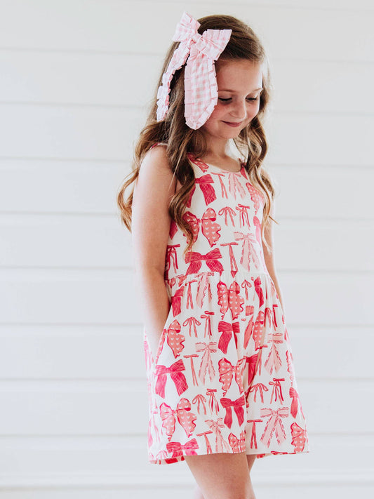 Short Leggy Romper - Pretty Pink Bows