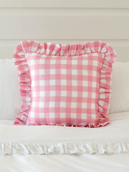 16 x 16 Pillow Cover - Pink Check