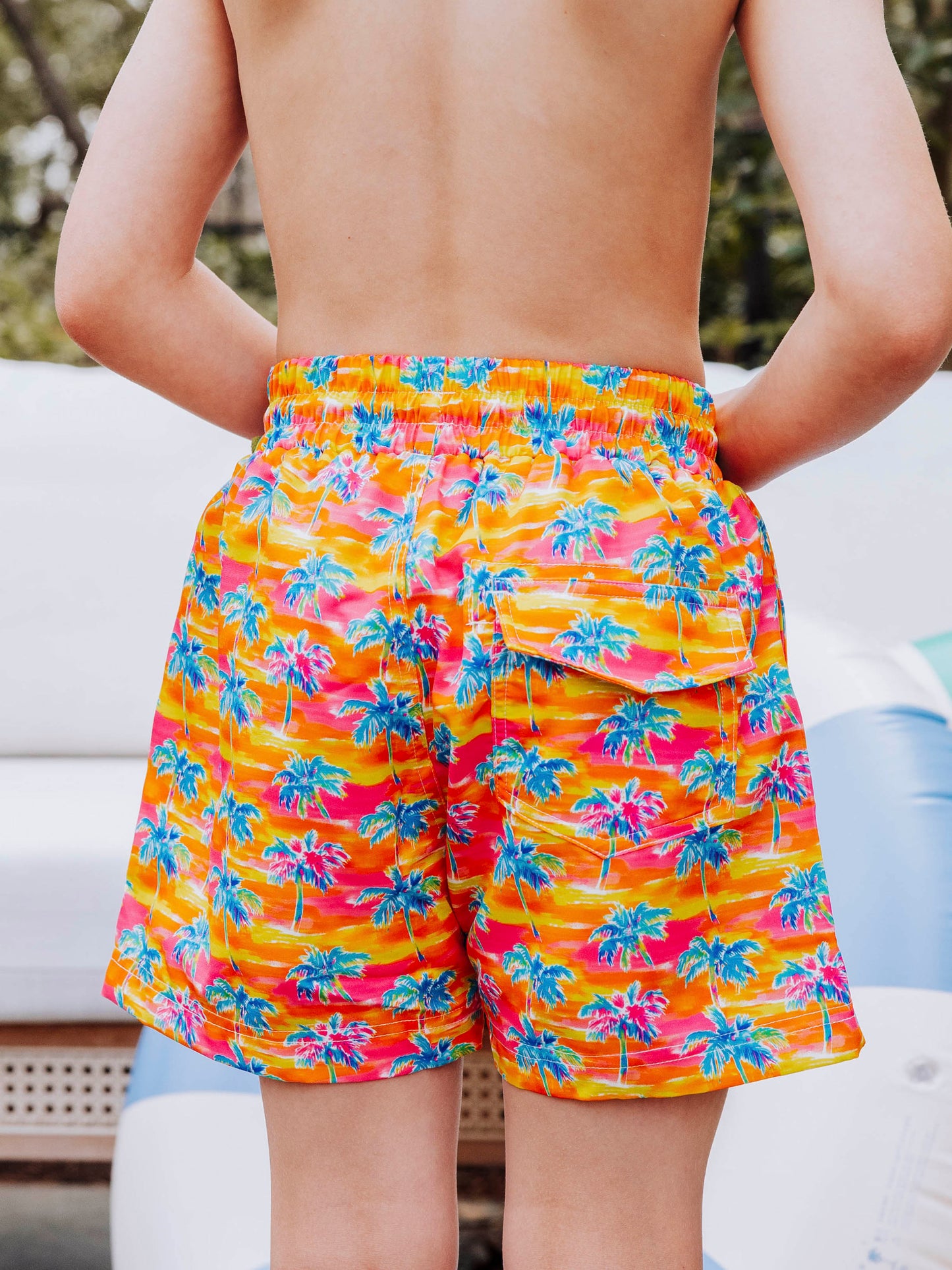 Boy's Swim Trunks - Electric Palms