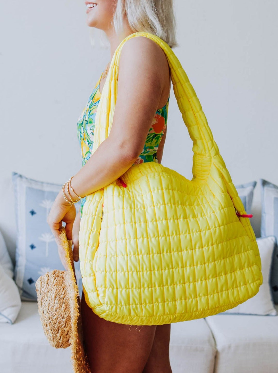 Puffer Tote - Canary Yellow
