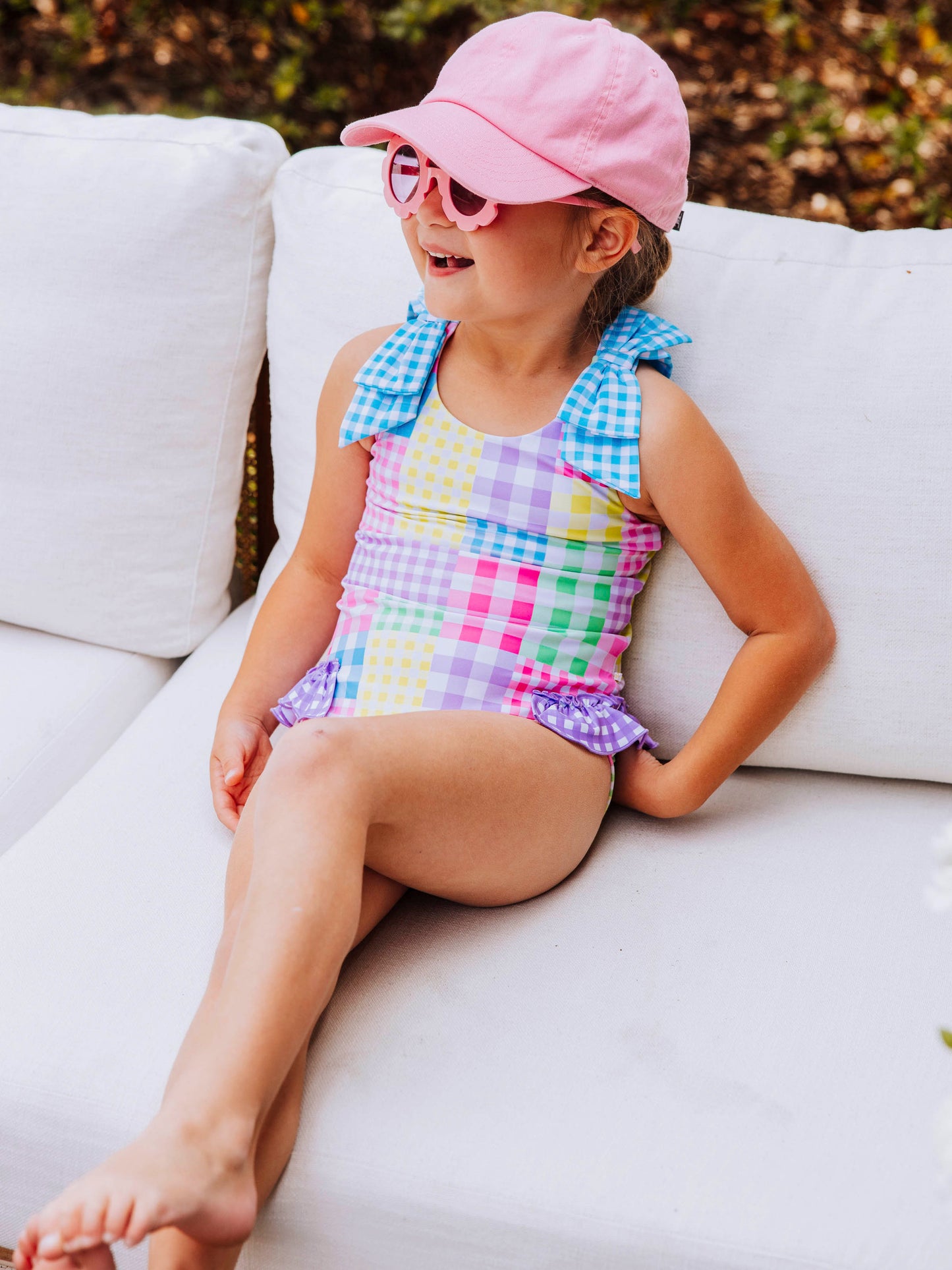 Melanie One Piece - Rainbow Gingham
