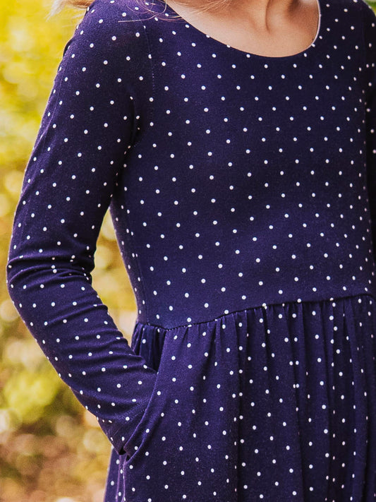 Leggy Romper - Navy Dotty
