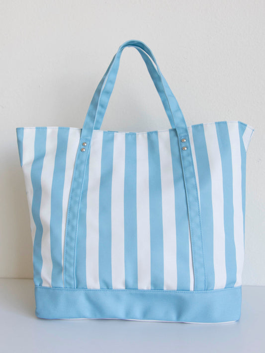 Customizable Canvas Tote - Blue Stripe