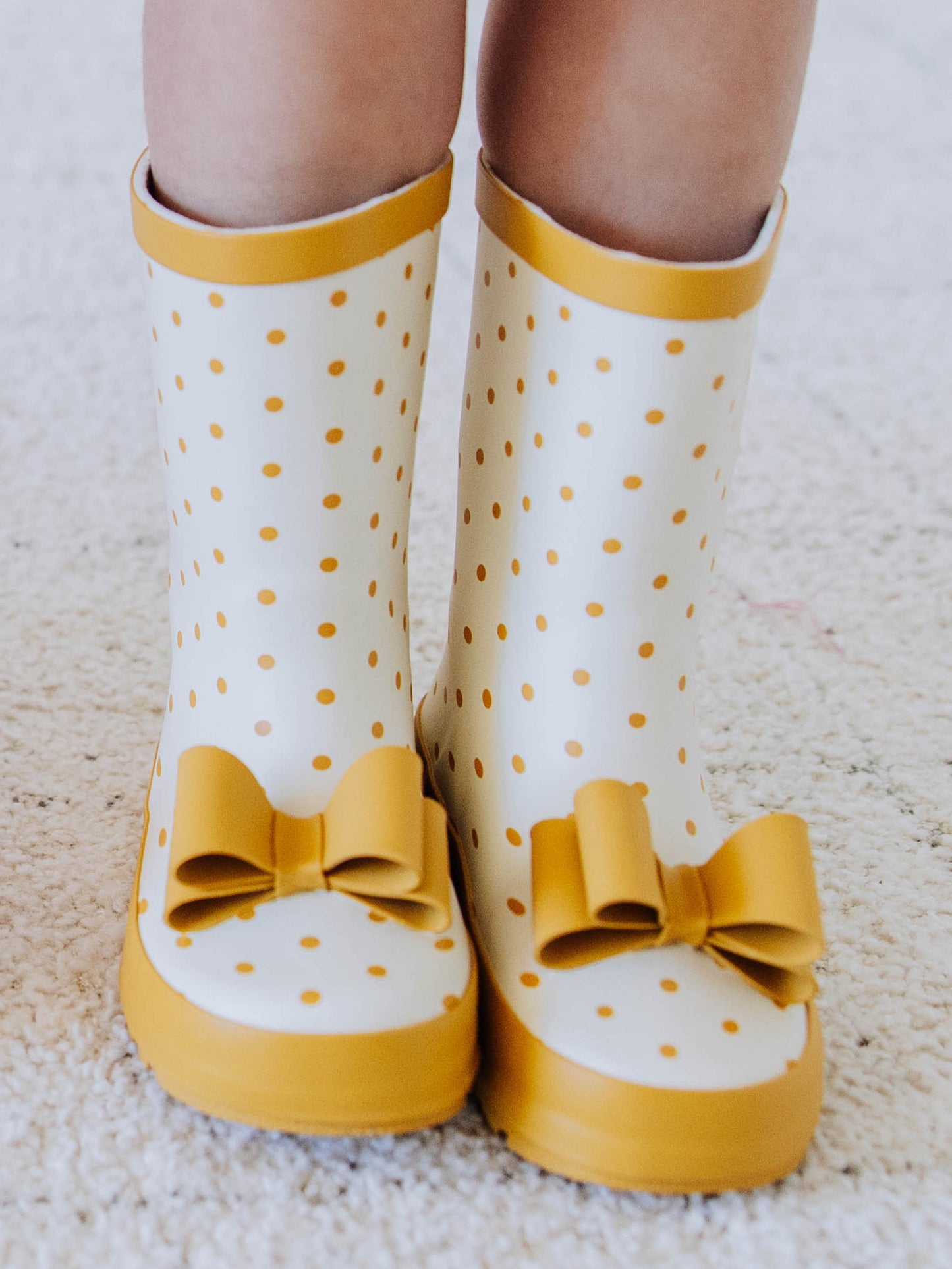 Cheery Rain Boots - Mustard Dot