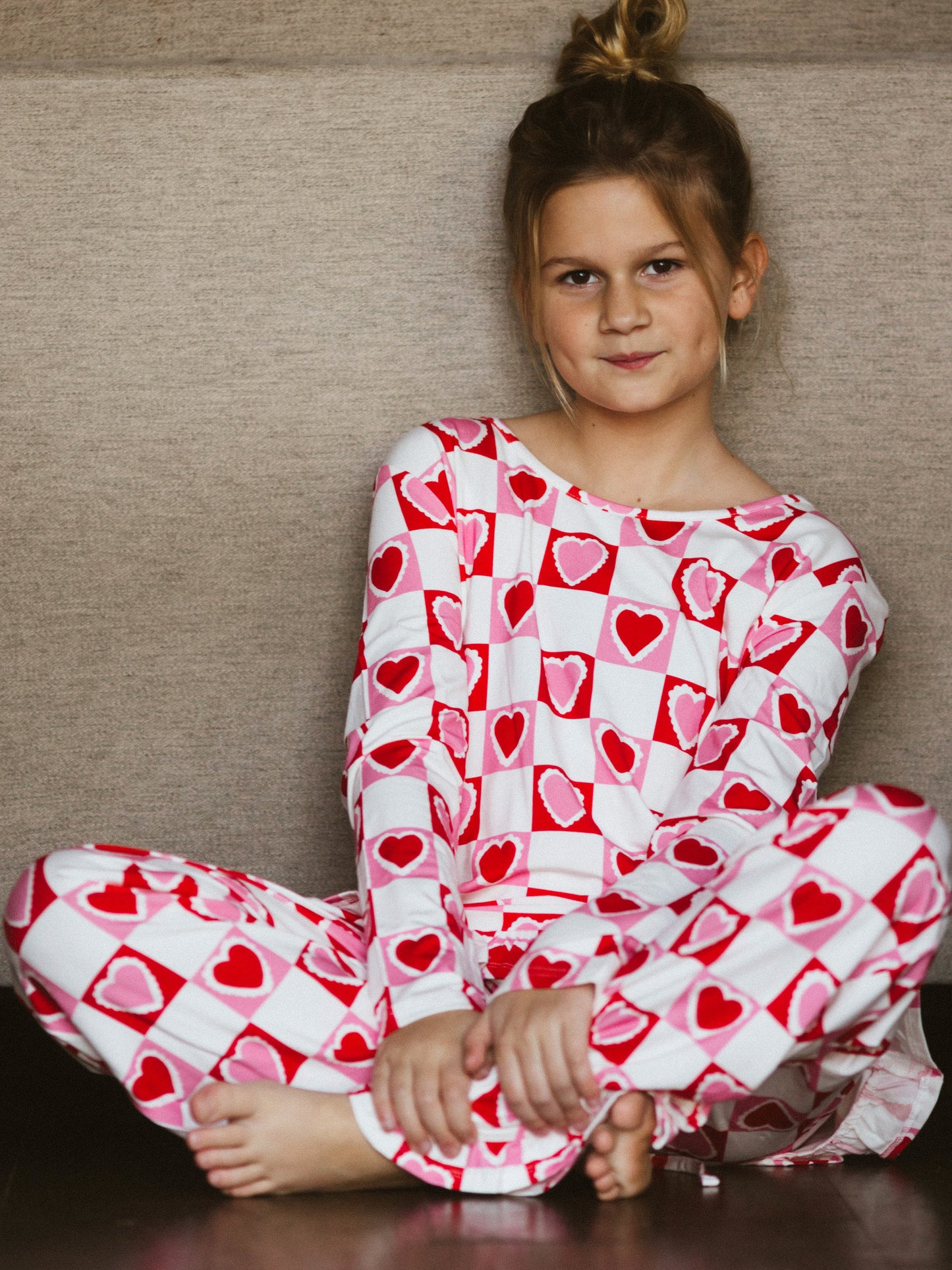 Women's Ruffled Pant Set - Block Hearts