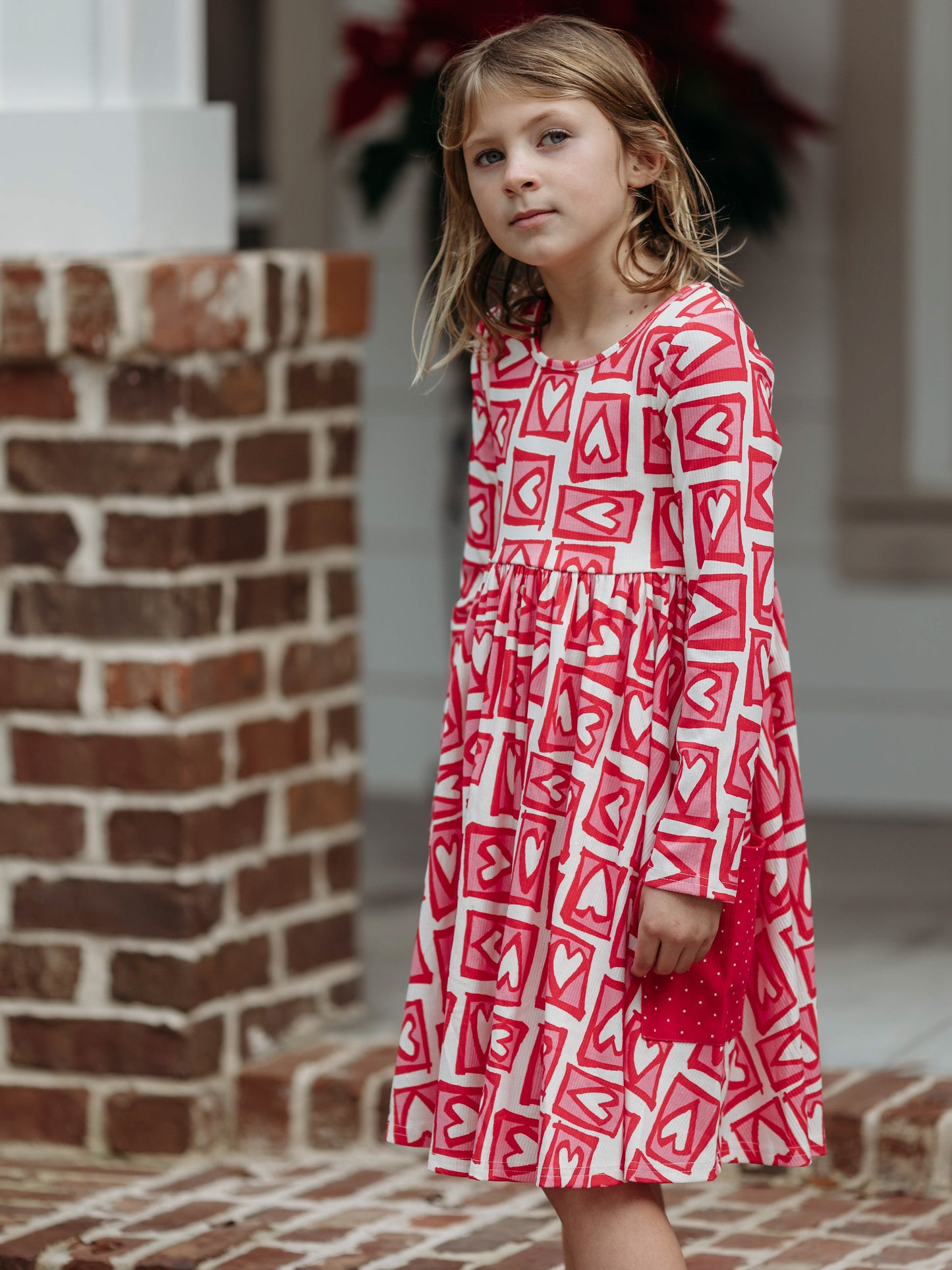 Ribbed Knit Dress - Fun Hearts