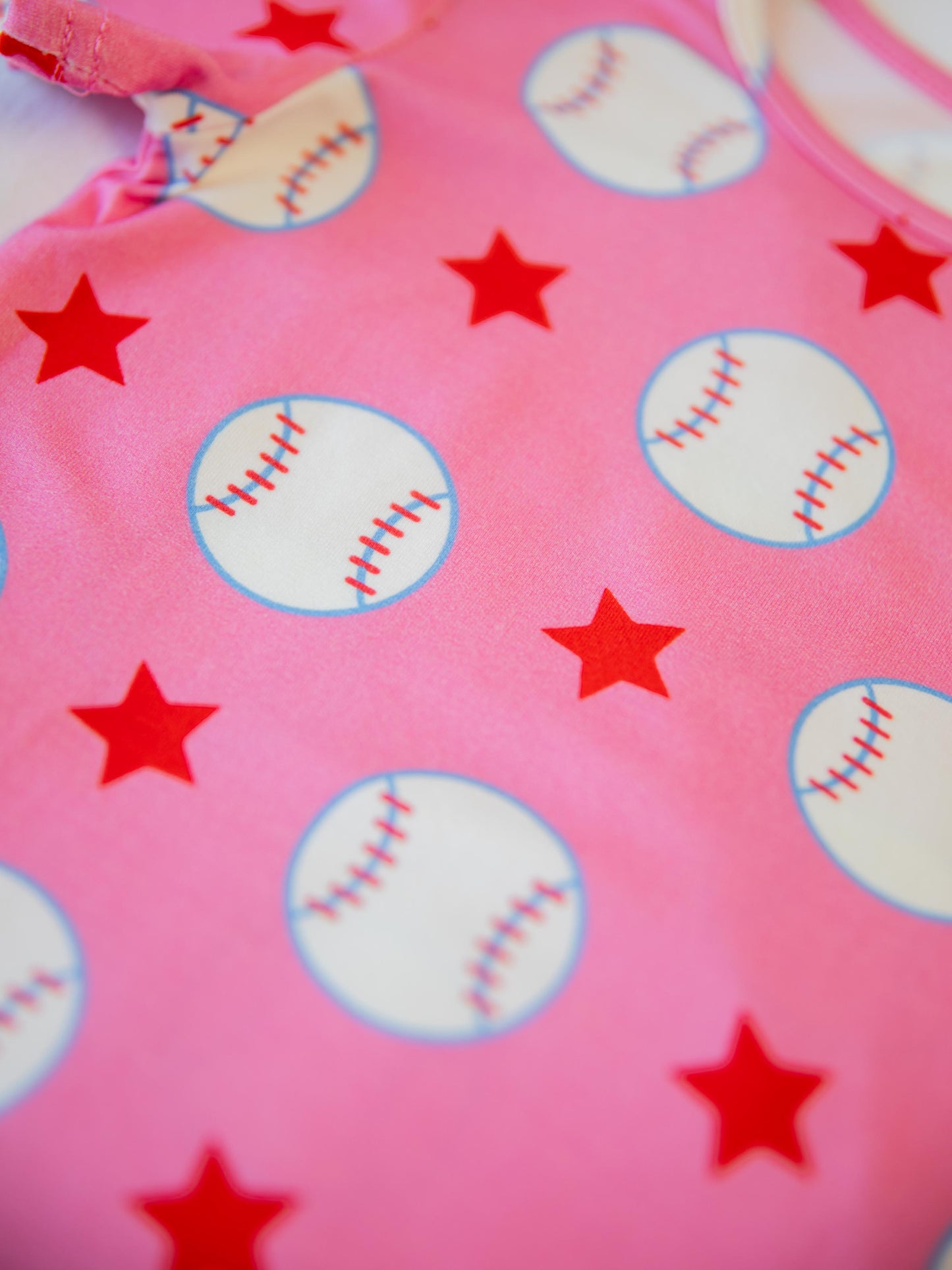 Cloud Fitted Short Set Pajamas - Allstar Baseball Pink