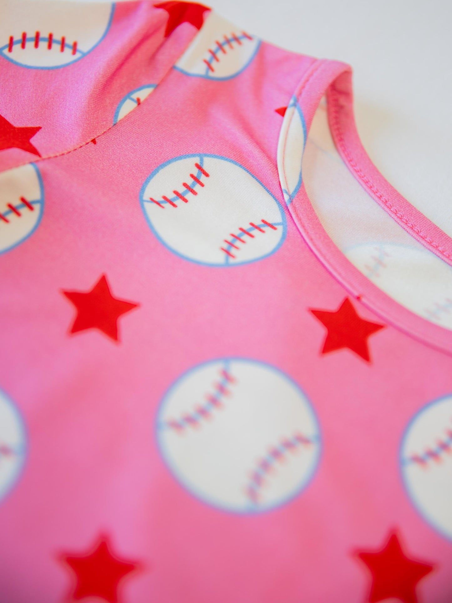 Cloud Fitted Short Set Pajamas - Allstar Baseball Pink