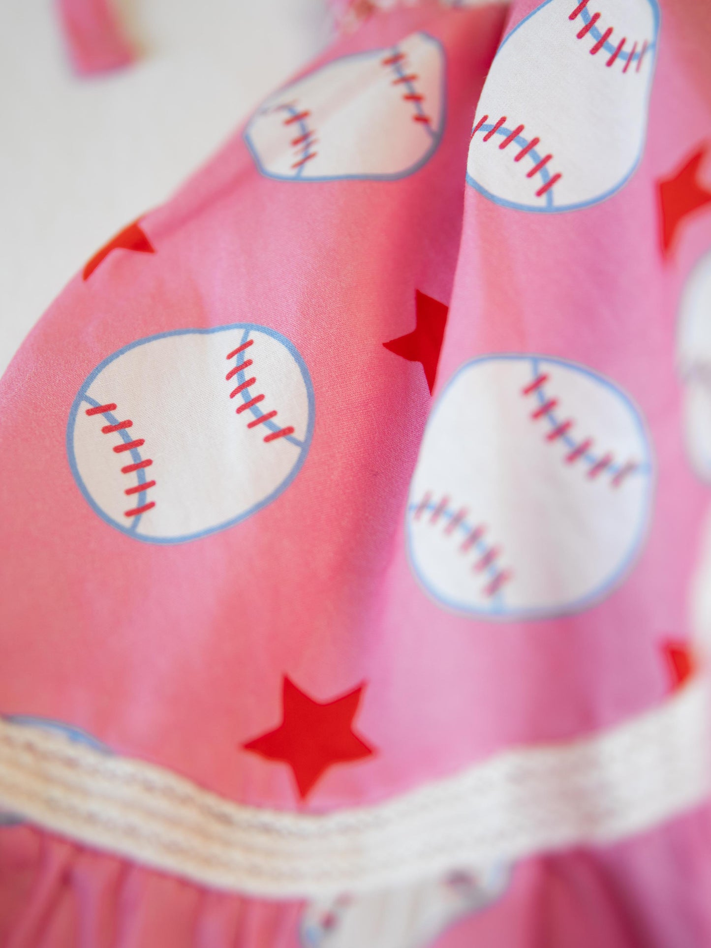 Audrey Smocked Dress - Allstar Baseball Pink