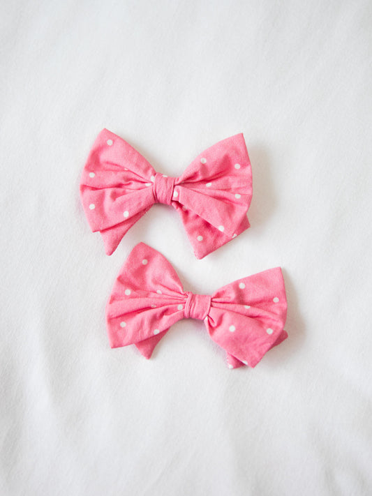 Bow Set Duo - Pink Dotty