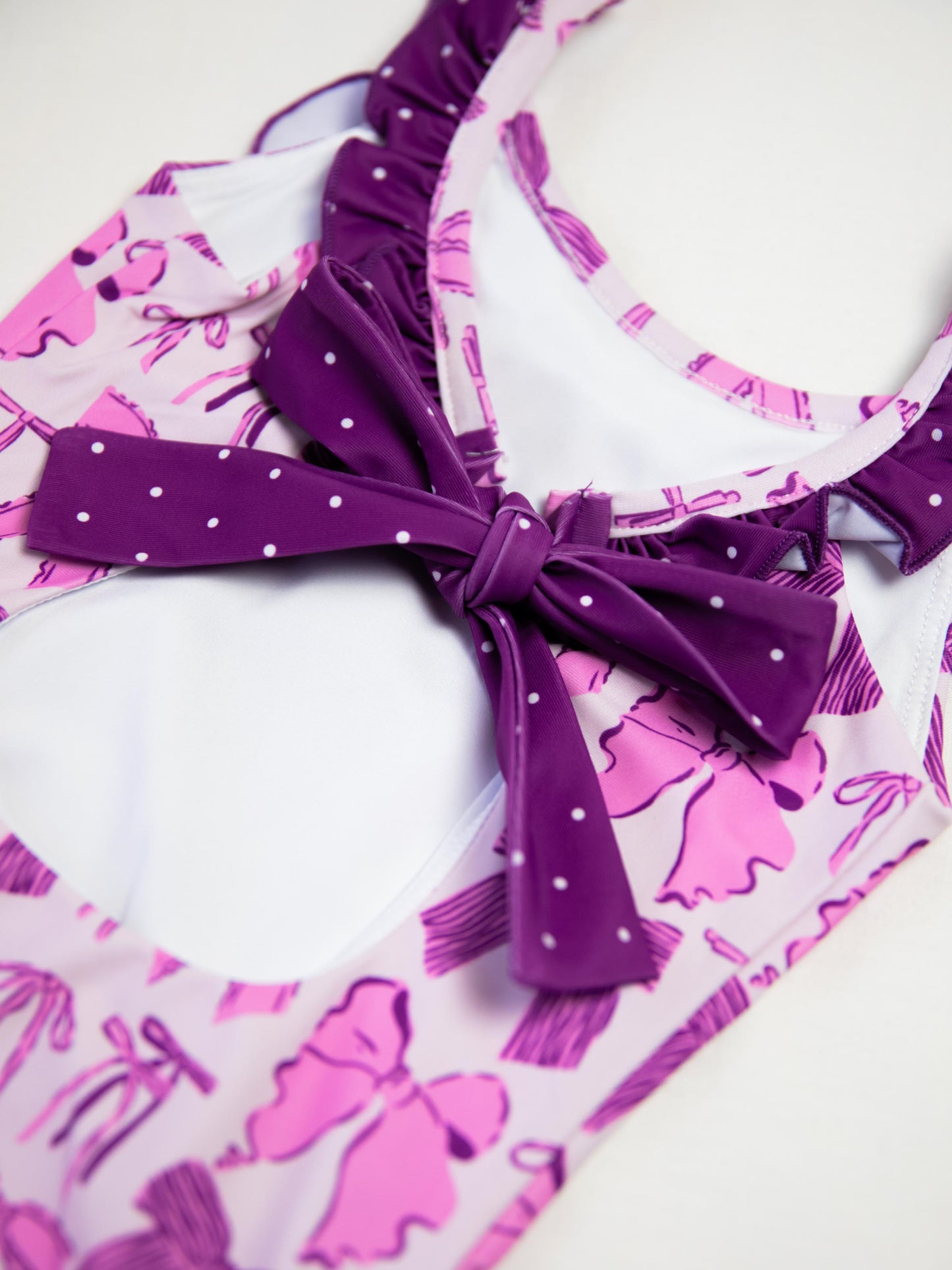 Mary One Piece - Purple Bows