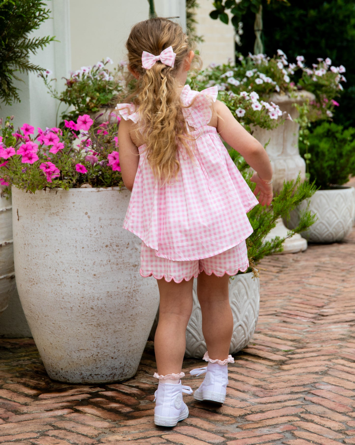 Emerie Scallop Set - Pink Gingham