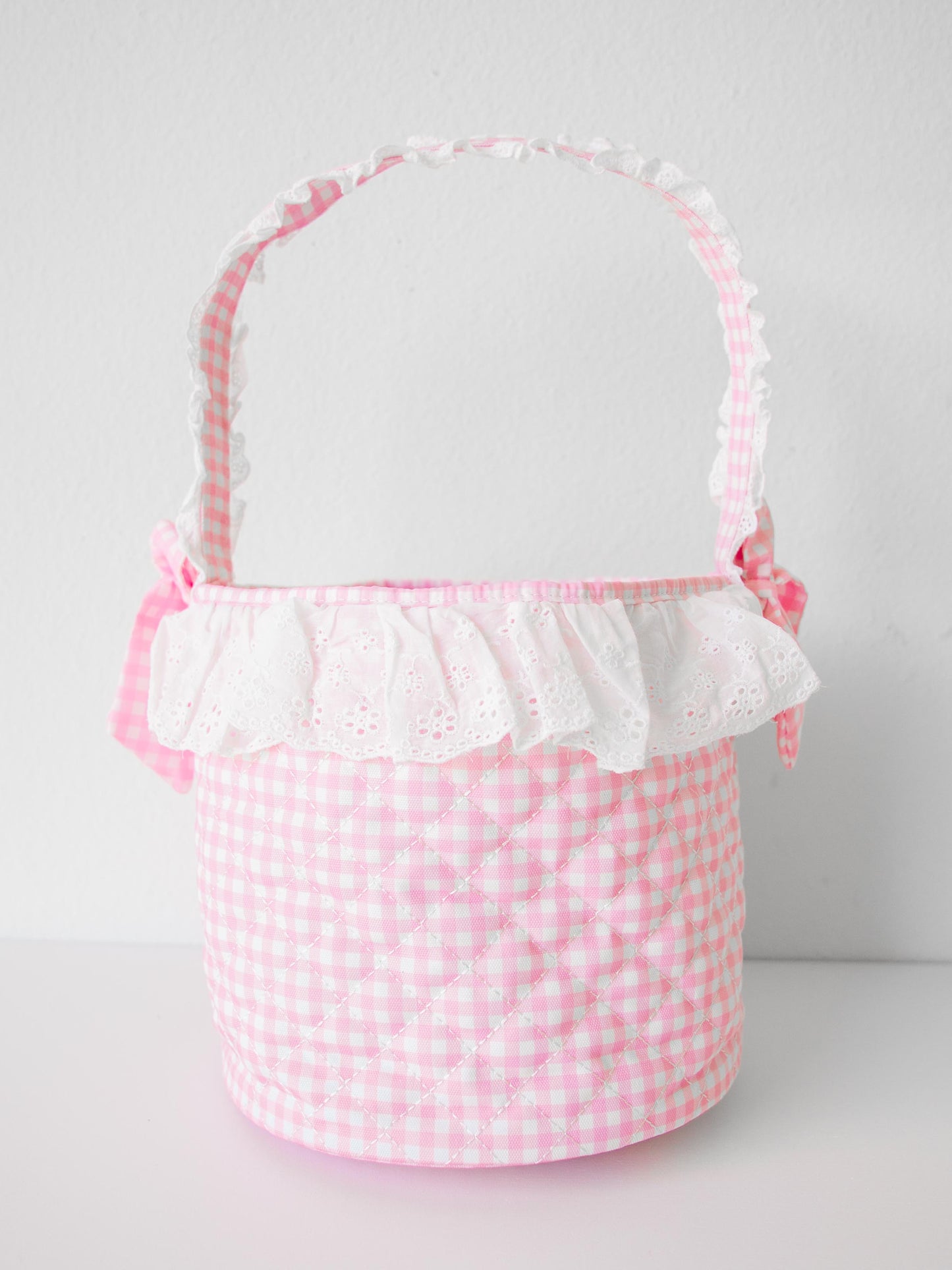 Easter Basket - Bunny Pink Check