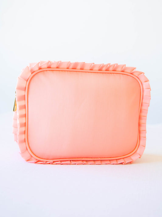Ruffled Cosmetic Bag - Pretty in Peach