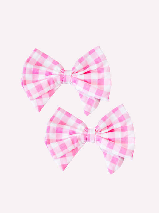 Bow Set Duo - Pink Gingham