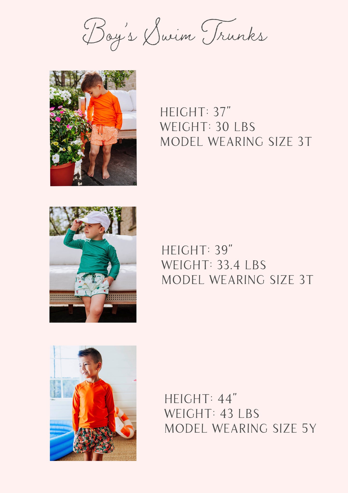 Boy's Swim Trunks - Pink Elephants