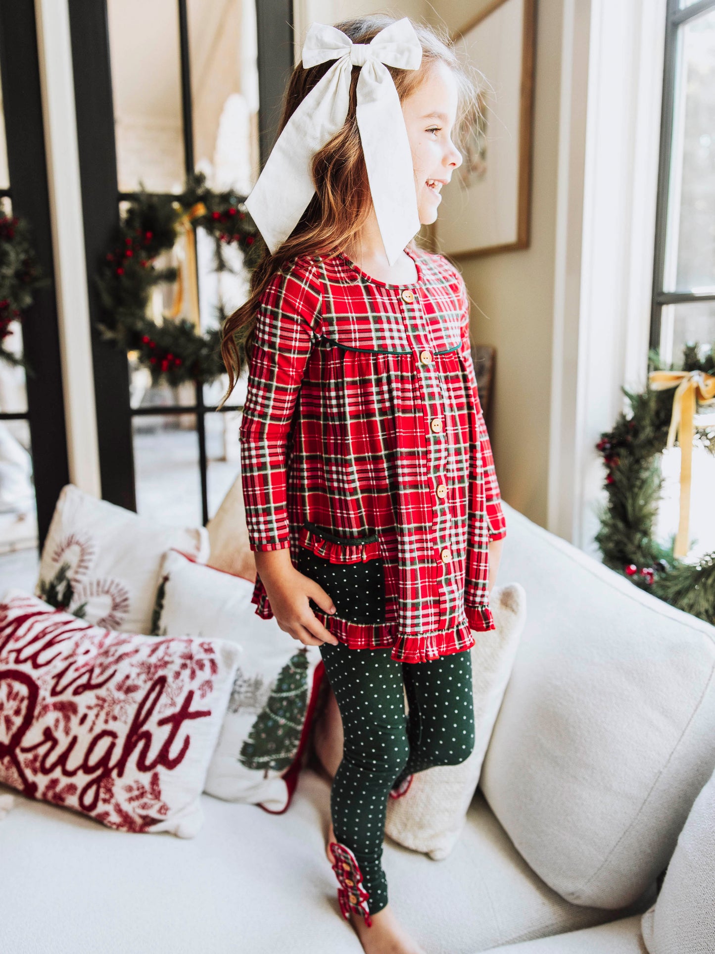Girly Button Set - Merry Plaid
