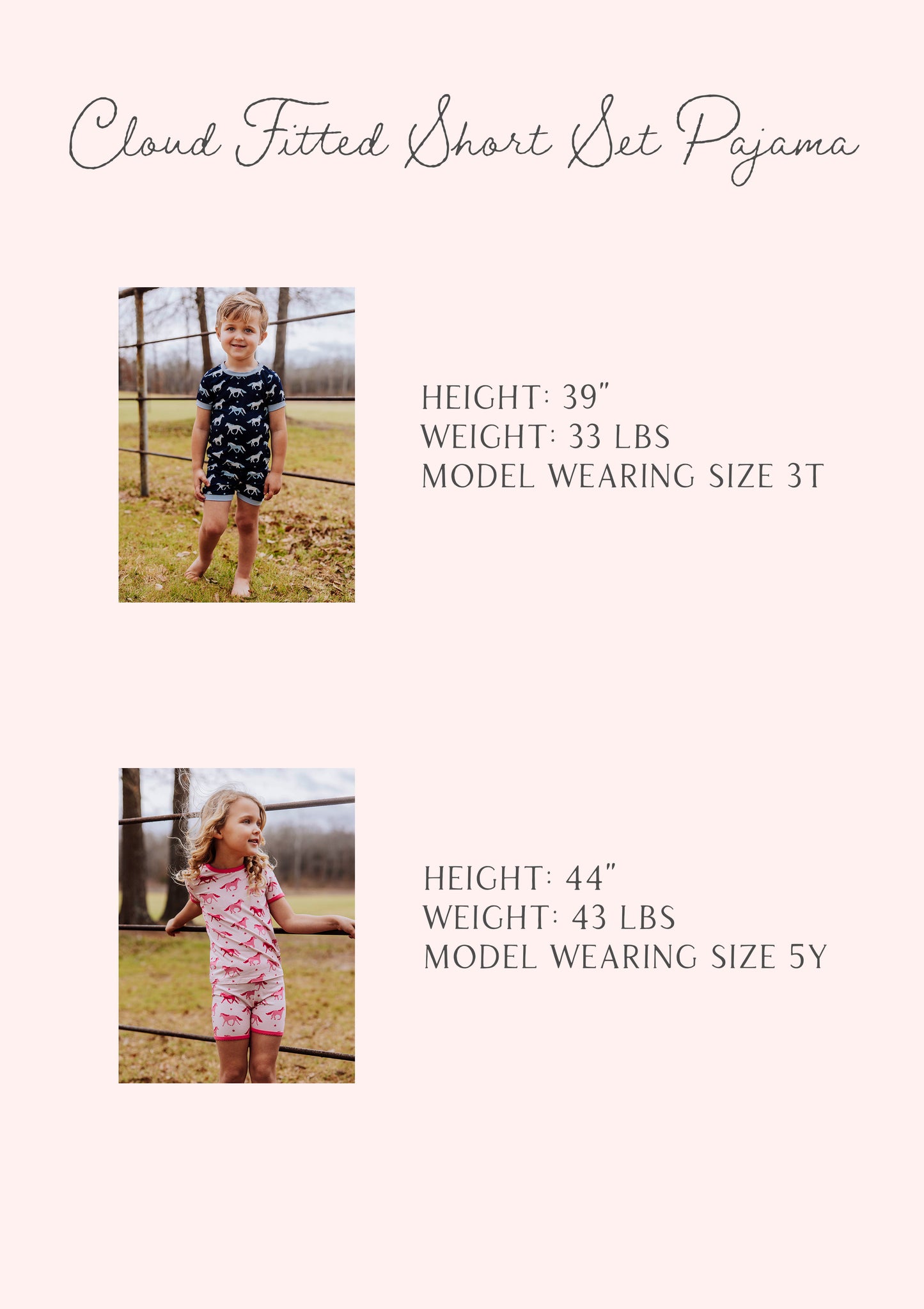 Cloud Fitted Short Set Pajamas - Pink Filly