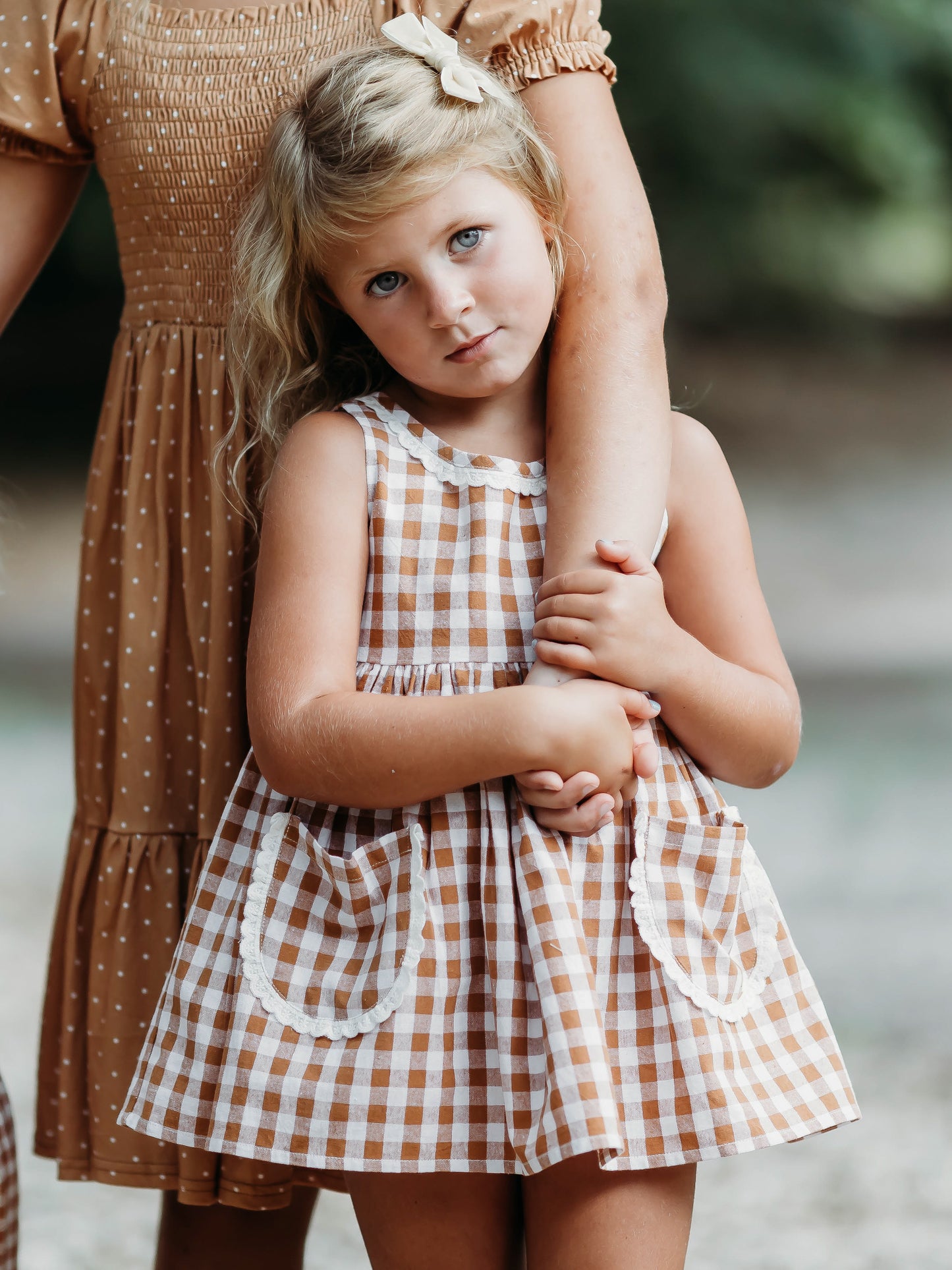 Ruffled Pocket Tunic Set - Golden Honey Check