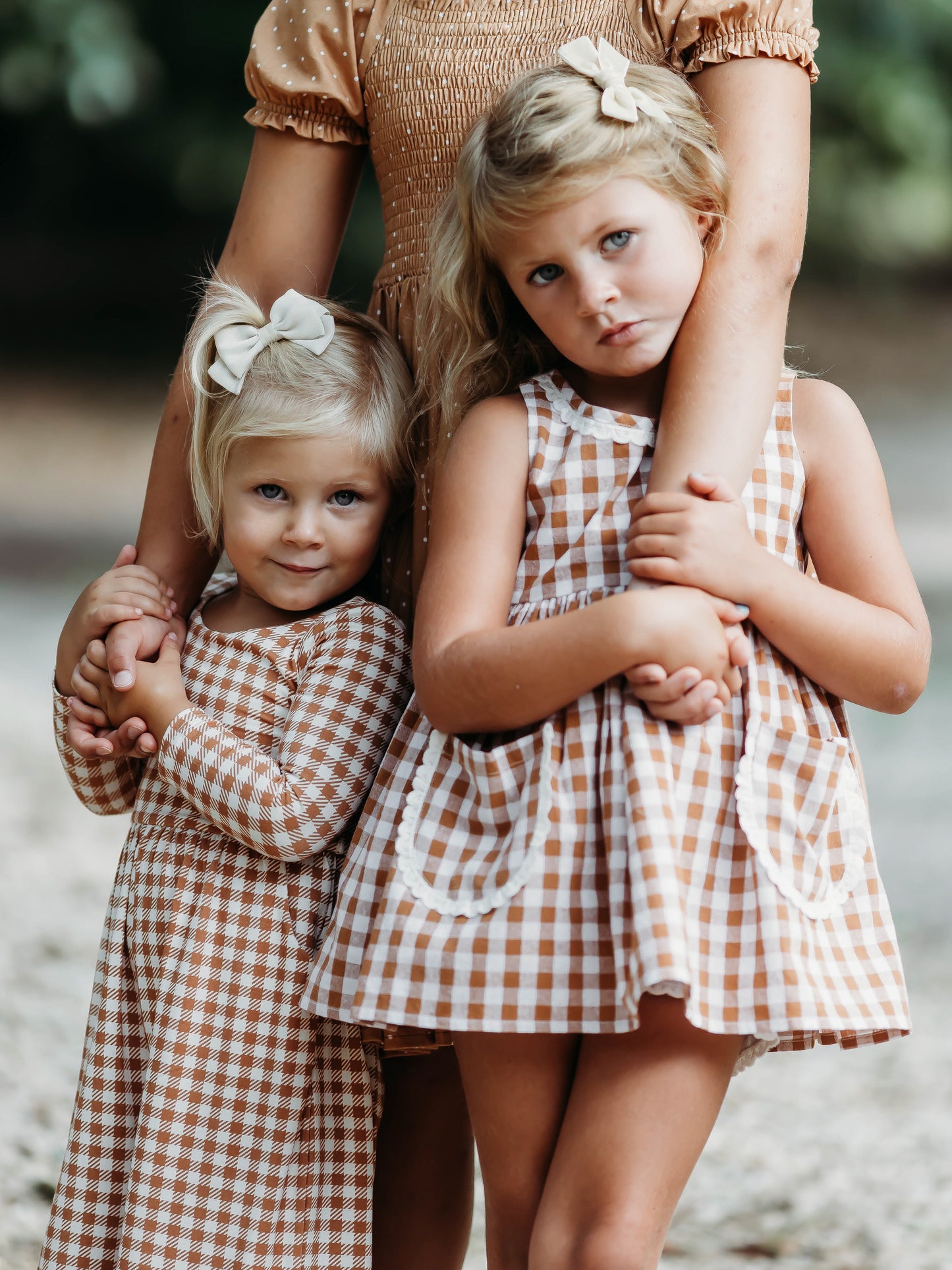 Ruffled Pocket Tunic Set - Golden Honey Check