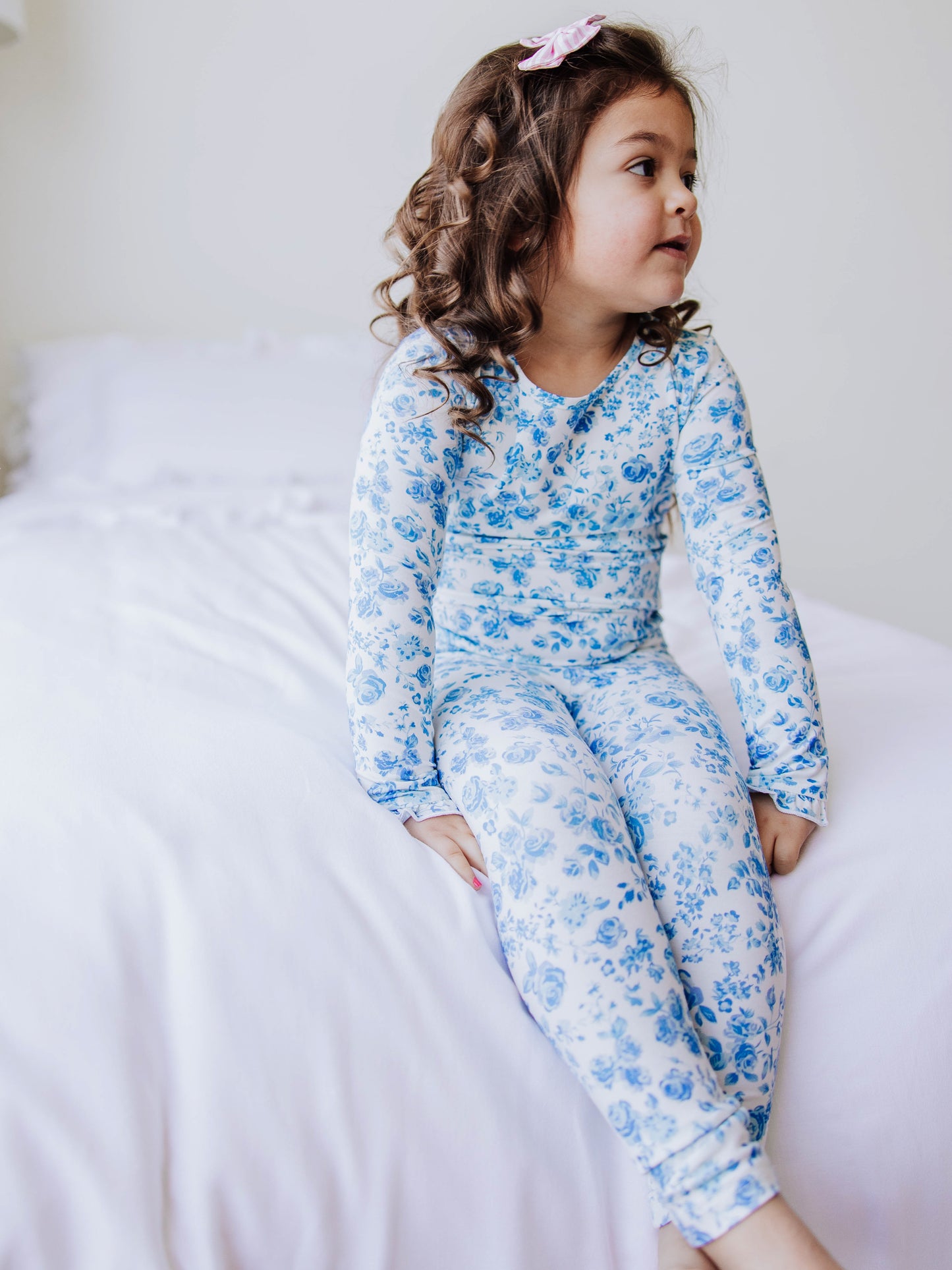 Cloud Fitted Ruffled Pajamas - Blooming Blues