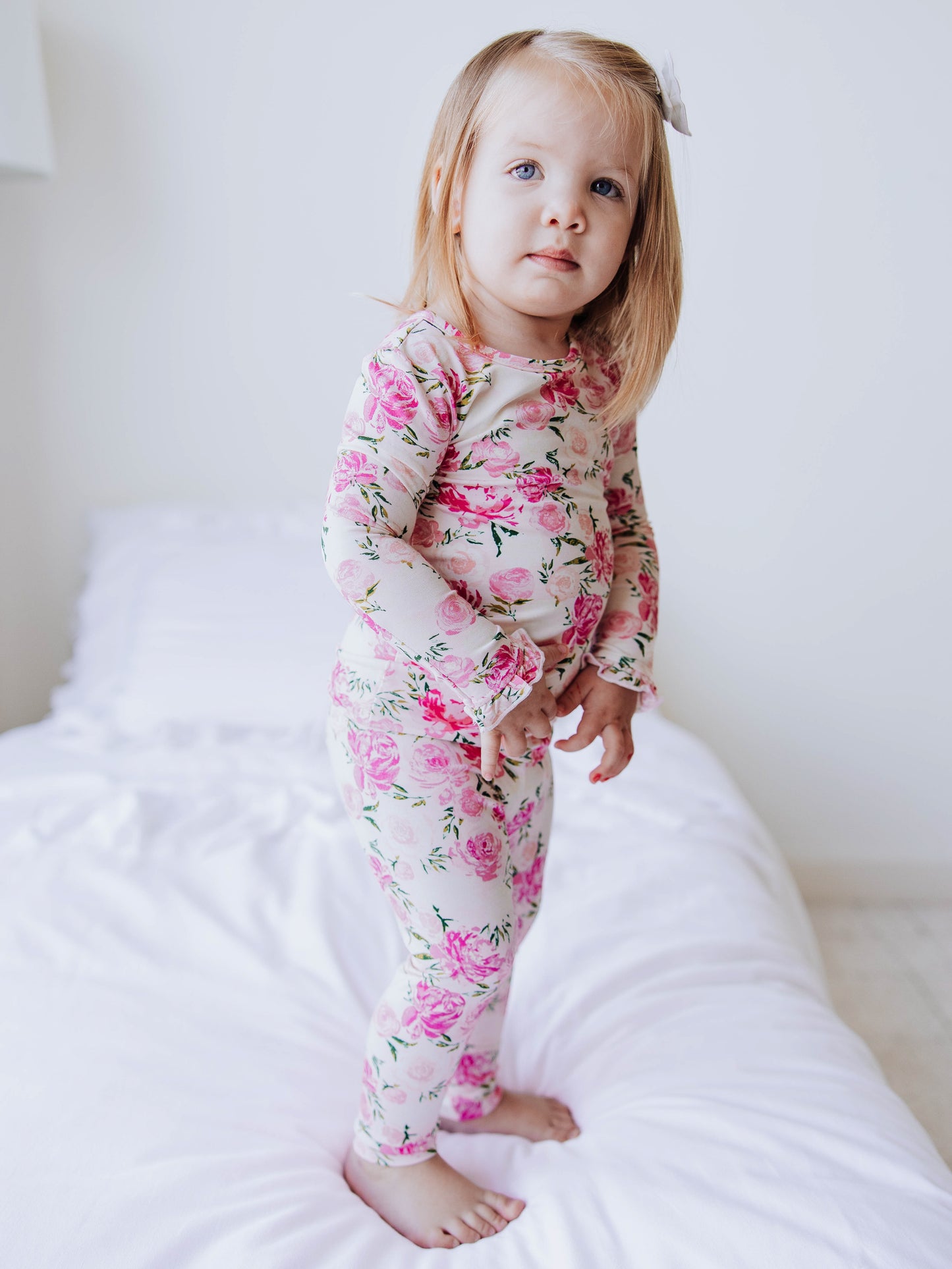 Cloud Fitted Ruffled Pajamas - Wild Roses