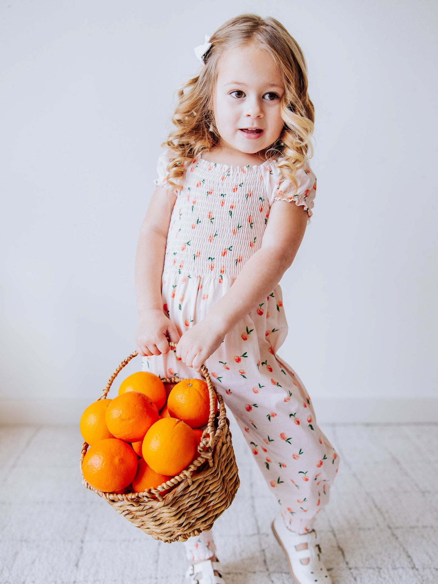 Smocked Romper - Peaches