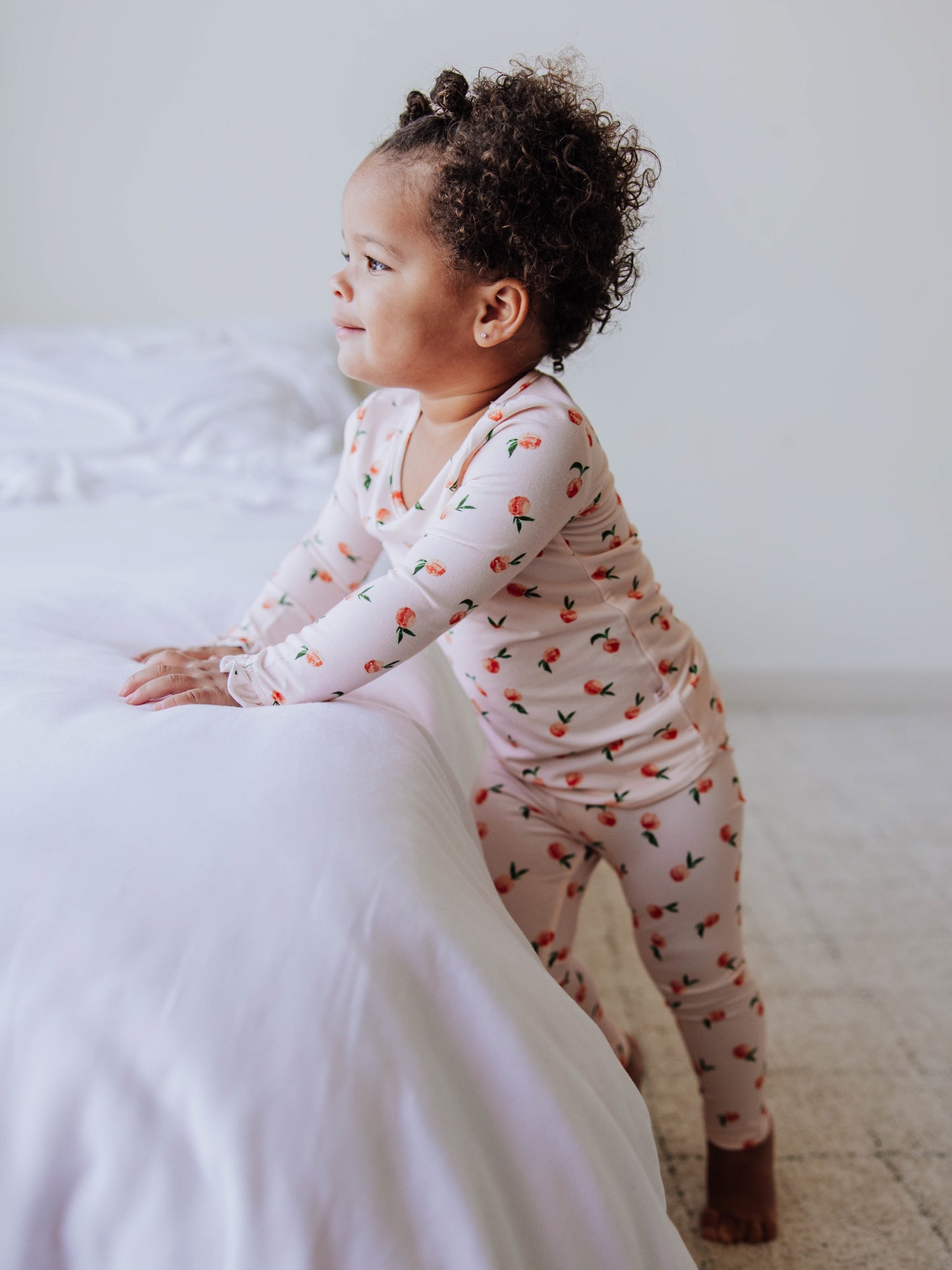Cloud Fitted Ruffled Pajamas - Peaches