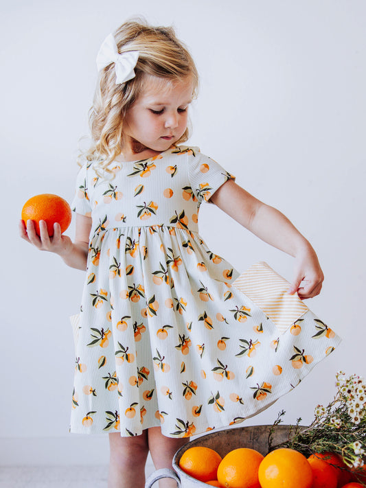 Ribbed Knit Dress - Oranges Stripe