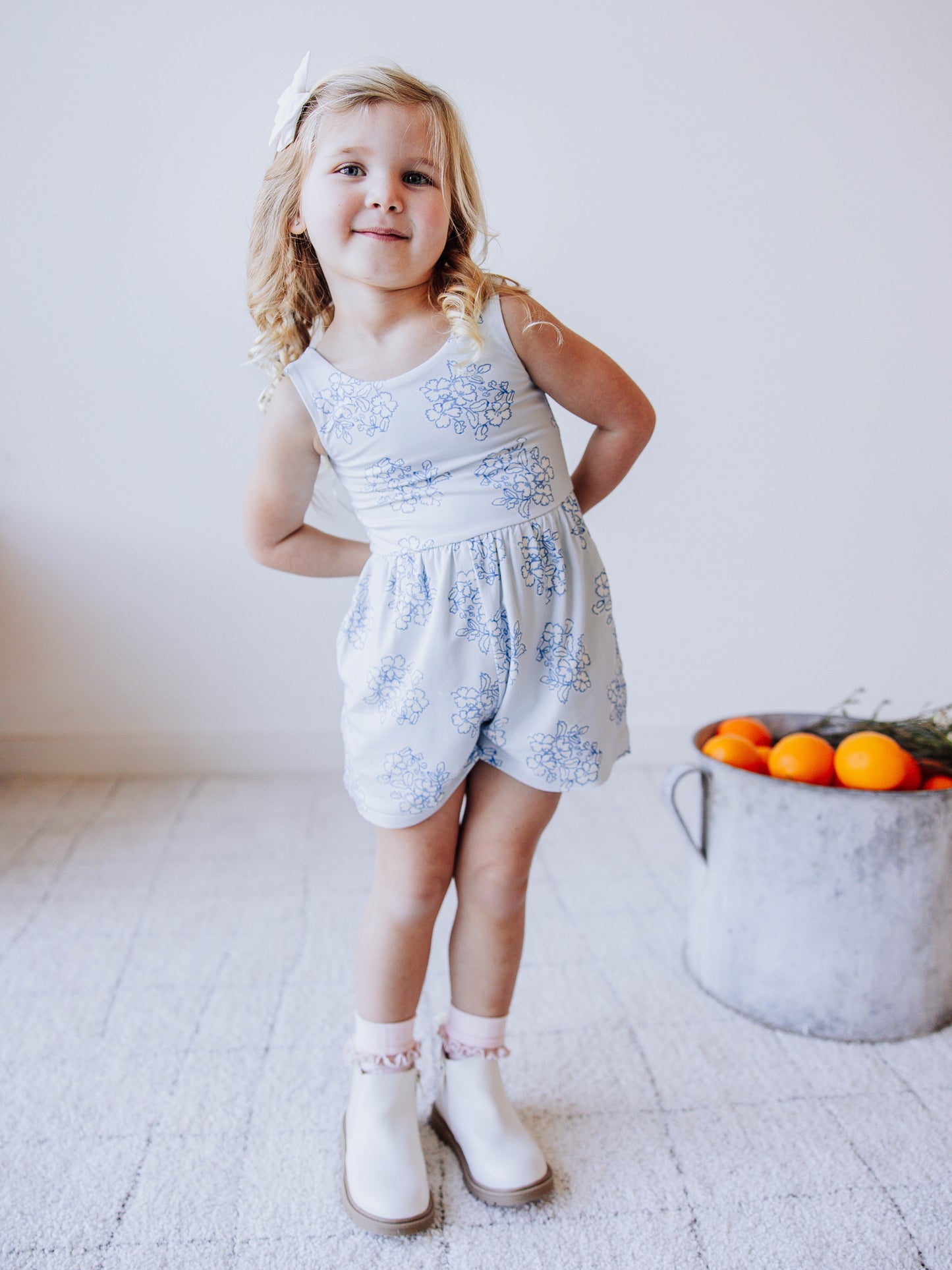 Short Leggy Romper - Flourishing Blues