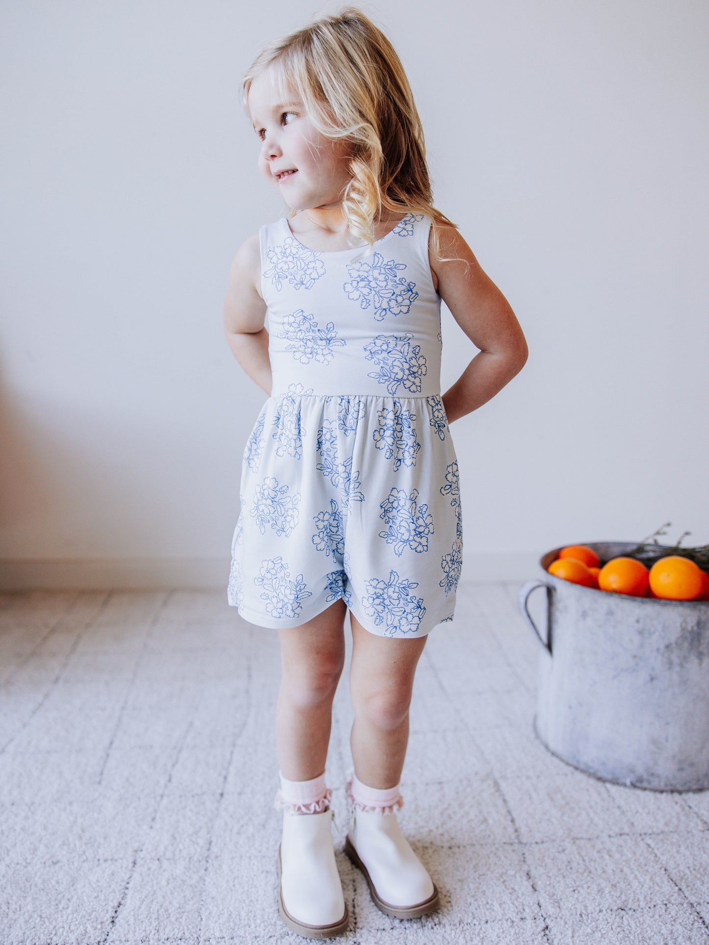 Short Leggy Romper - Flourishing Blues