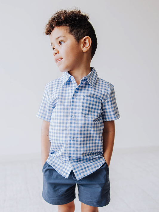 Boy's Button Up Shirt - Hippity Check
