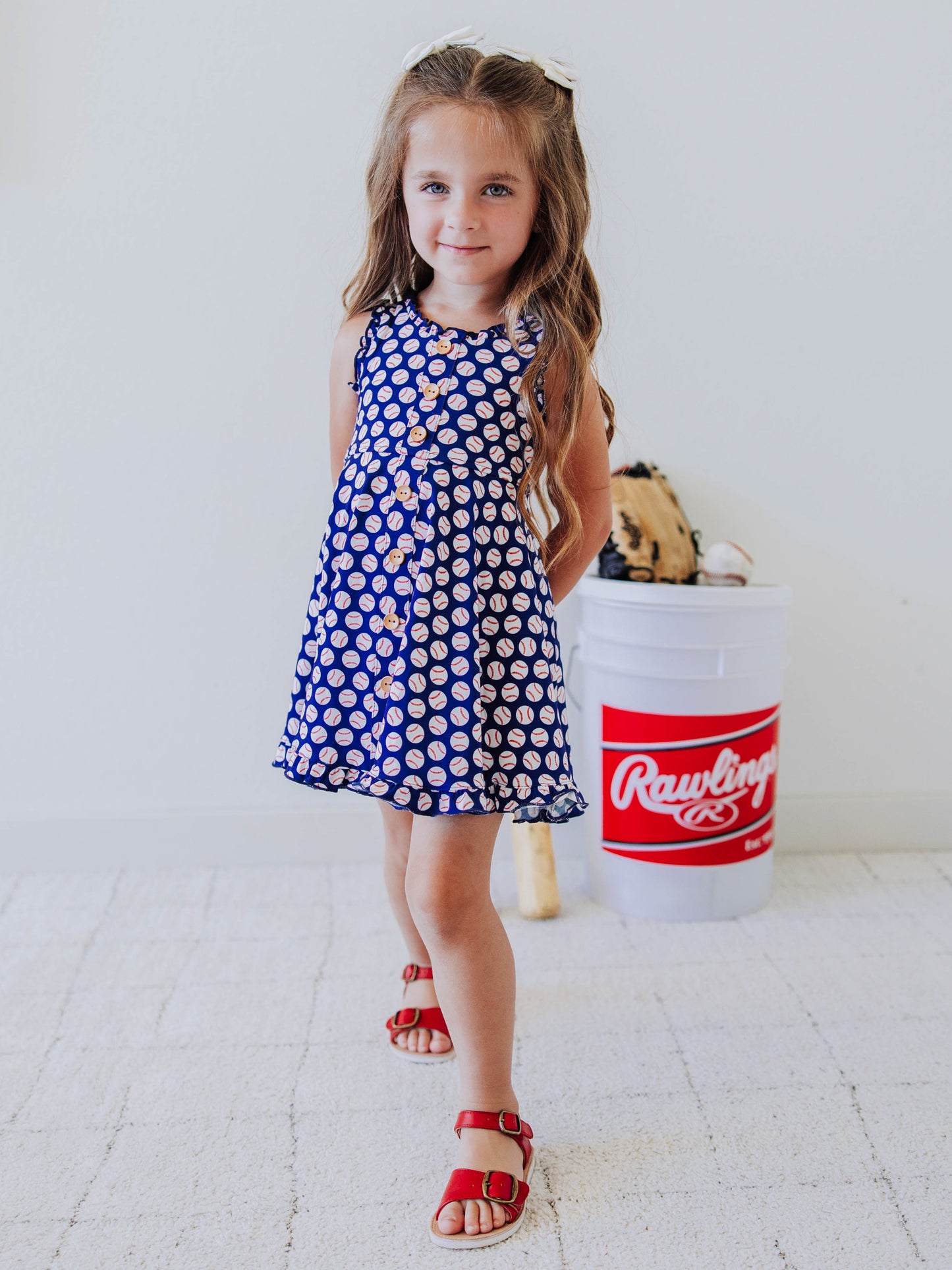 Ruffled Trim Dress - Home Run in Navy